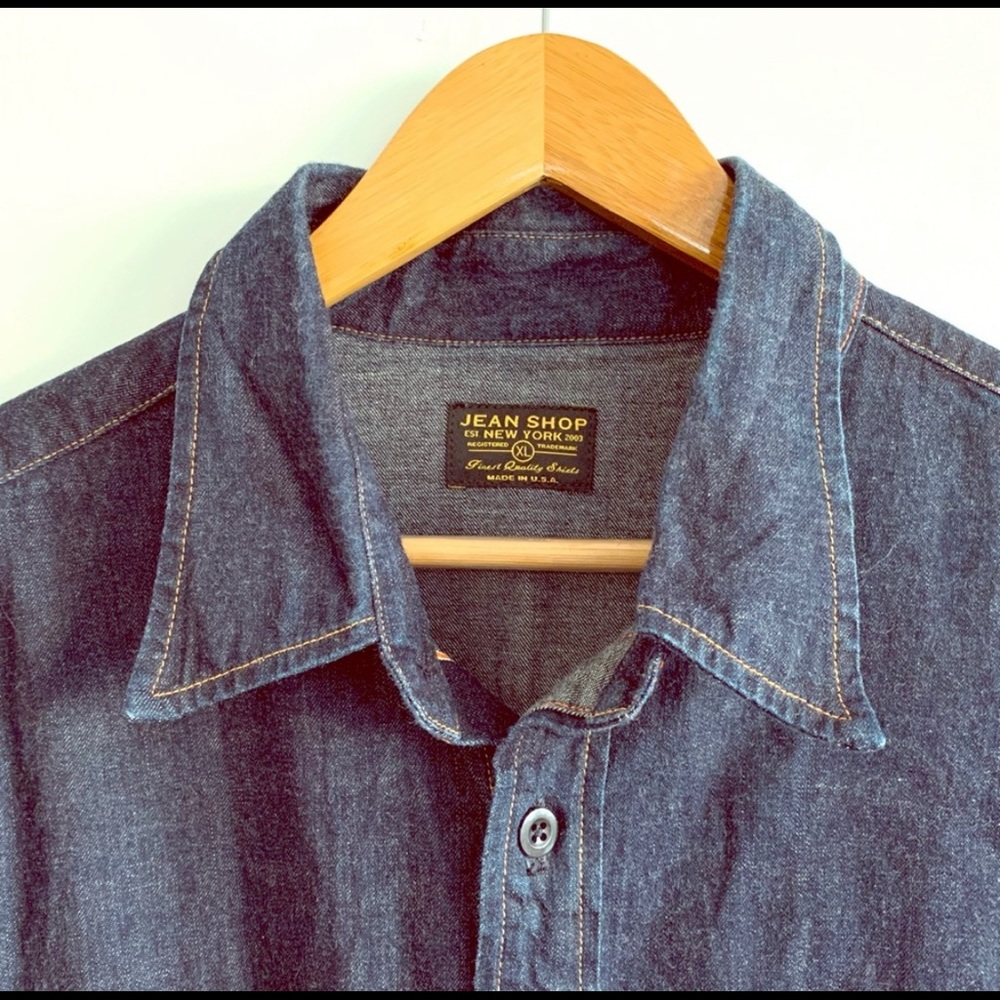 JEANS SHOP XL 100% Denim Button Down Shirt